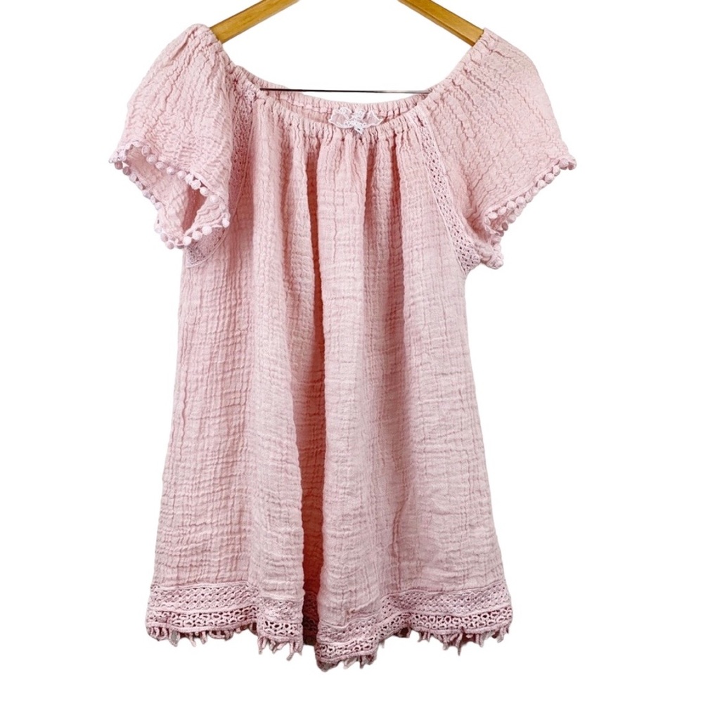 QUEEN MODA Positano 100% Linen Pink Blouse S